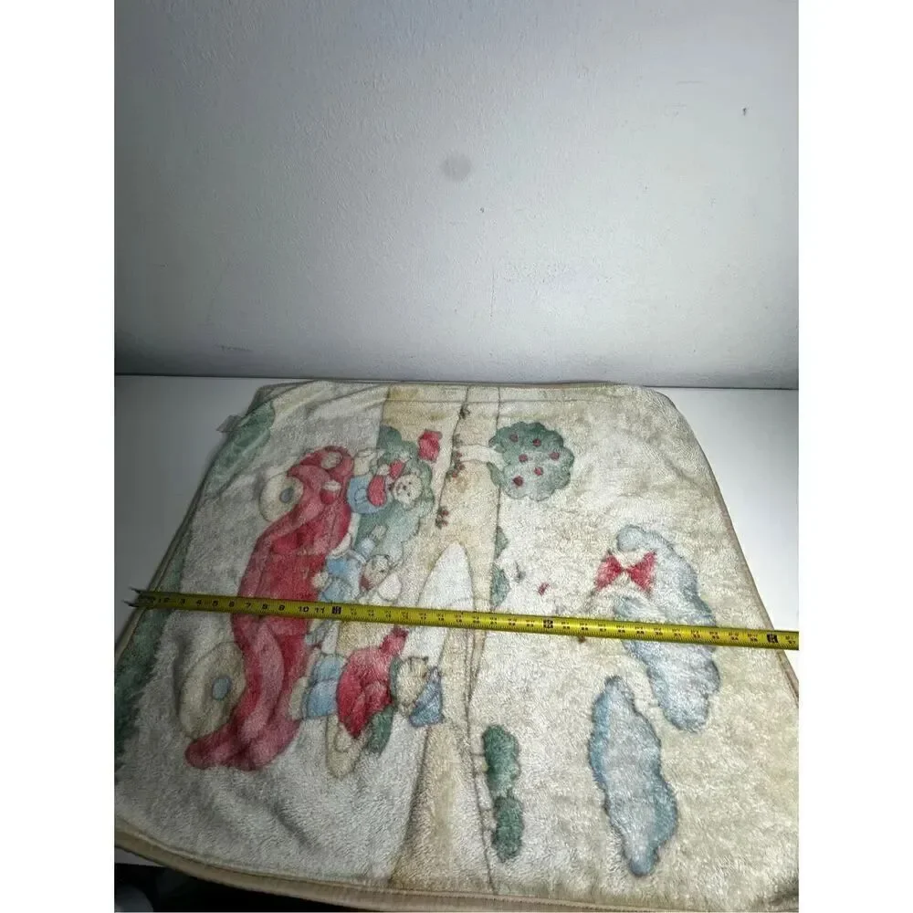Rare Vintage Baby Fleece Blanket Teddy Bears Family On the Car 36” X 30” *Notes